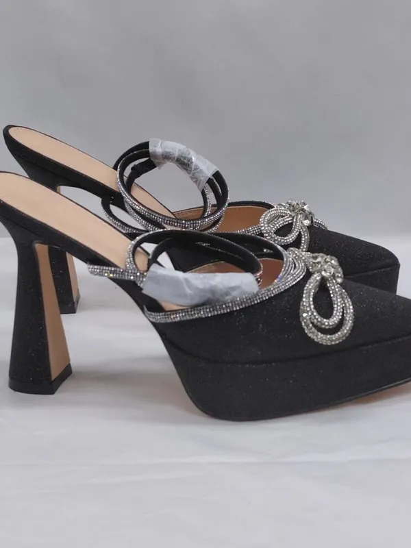 Sparkly Black Pointed Toe Heels Size 8 - Image 2
