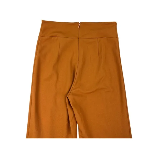 FORE Caramel Brown High Waisted Wide Flare‎ Leg Pants V Waistband Medium Pintuck - Image 7