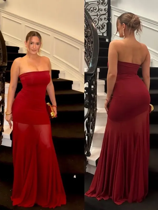 DEME by Gabriella Dahlia Strapless Dress in Maroon S - Image 5
