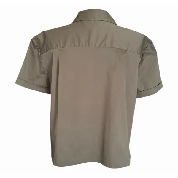Good American The Cropped Shirt Sage Green Button Down Pocket Top NWT - Image 4