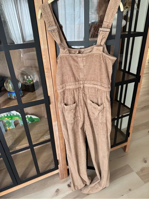 Aerie Corduroy Kick Flare Overalls jumpsuit khaki wide leg cappuccino buttons - Image 8