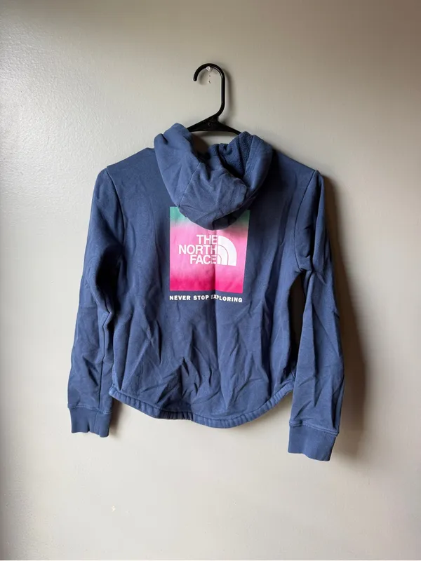 The North Face Blue Pullover Hoodie Fleece Sweatshirt Teen Girls L - Image 6