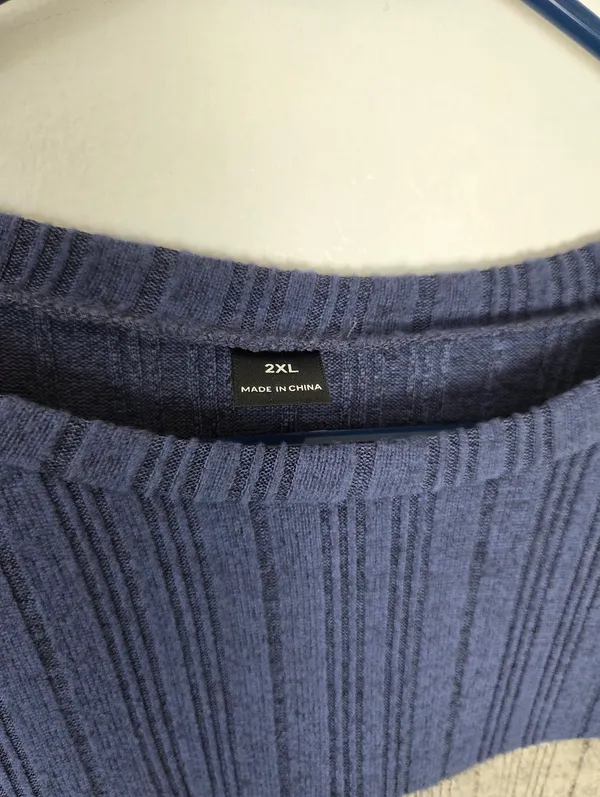 Ultra Soft Ribbed Knit Pullover Sweater Navy Gray Colorblock Stripe Plus 2XL - Image 4