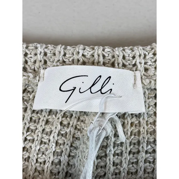 Gilli Sweater Size L Beige Open Knit Short Sleeve Cropped Boxy Round Neck NWT - Image 7