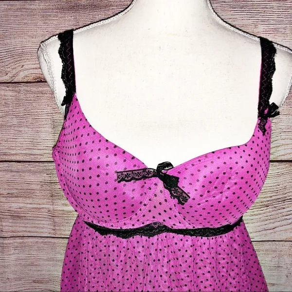 Jaclyn Smith Pink and Black Polka Dot Camisole Size L - Image 2