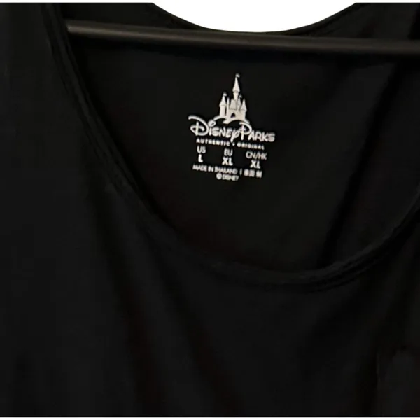 Disney Parks Embroidered Minnie Mouse Black White Polka Dot Tank w Ruffled Hem L - Image 6