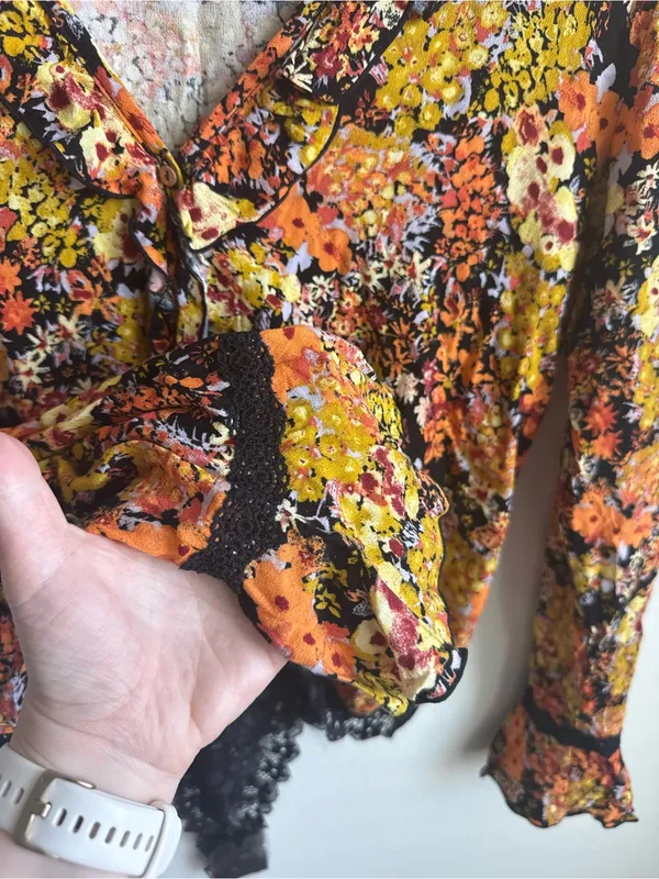 Free People Heat Wave Floral Lace Bodysuit Midnight Combo Size Small NWT - Image 6