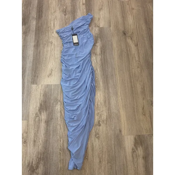 Club L London Dorit Ruched One Shoulder Maxi Dress Light Blue US 2 NWT‎ - Image 4