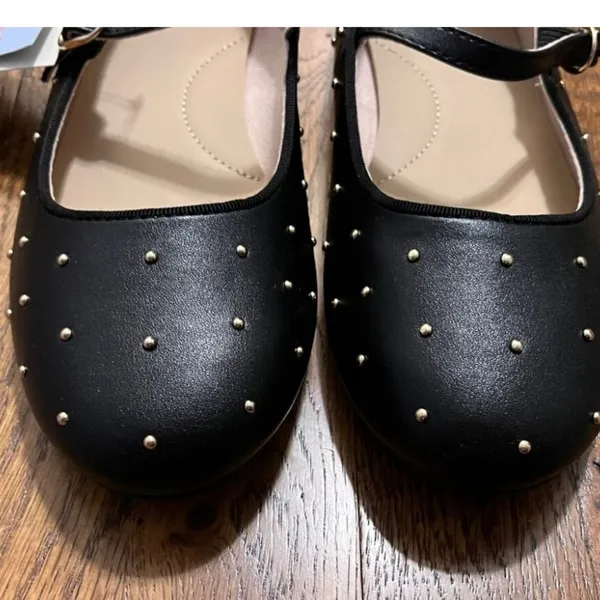 New cat and Jack studded kids Black Mary Jane Shoes size 5 - Image 4