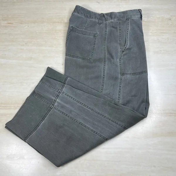 GAP Womens Size 4 Gray Wide Leg Crop High Rise Patch Pocket Denim Pants A36 - Image 3