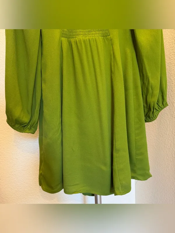 Aritzia Wilfred Novella Dress in Succulent Green Size 8 Puff Long Sleeve - Image 8