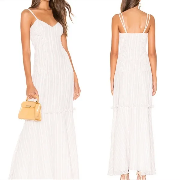 Tularosa Zana Dress in Ivory‎ smocked side maxi dress multicolor stripe - Image 3