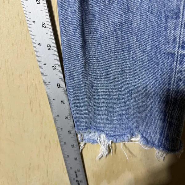 AGOLDE‎ Riley Crop Straight Jeans Women 24 High Rise Raw Hem Blue Denim - Image 4