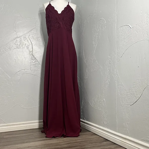 Lulu's burgundy Lace Maxi Dress - Image 7