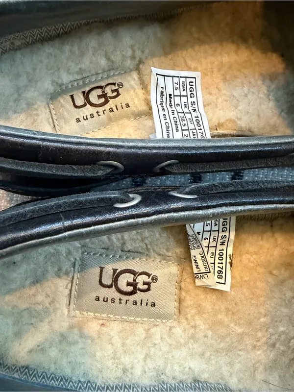 UGG Ashdale 1001768 Black Leather Shearling Lined Waterproof Duck Shoes 7.5 - Image 2