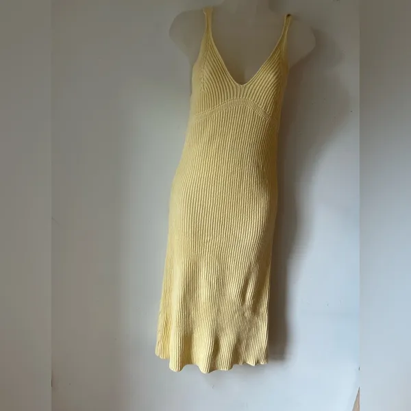 Lulus Yellow Ribbed Knit Midi Sweater Dress XS NWT - Image 4
