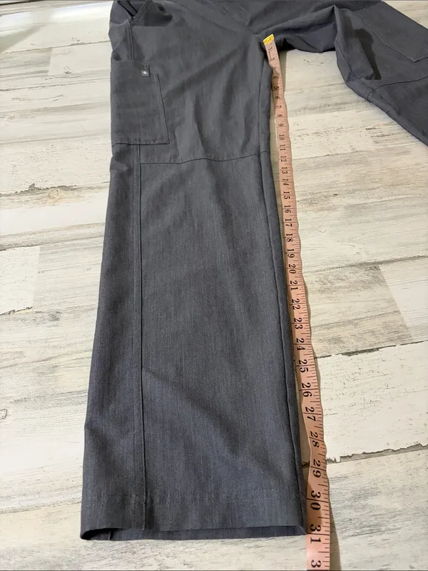 Figs Gray V-Neck Scrub Top & Pants with Green Drawstrings Size Medium - Image 5