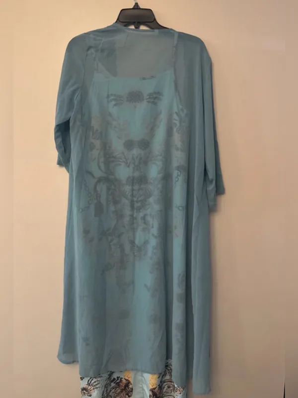 NEW Printed Slip Dress with Sheer Duster Sz M - Image 2