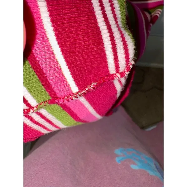 Abercrombie & Fitch Red Pink Striped Ribbed Knit Racerback Tank Top Y2K Size M - Image 5