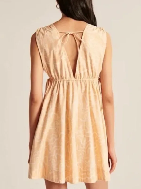 Abercrombie Babydoll Dress XL Double V Neck Swirly Vacation Boho Cottagecore‎ - Image 2