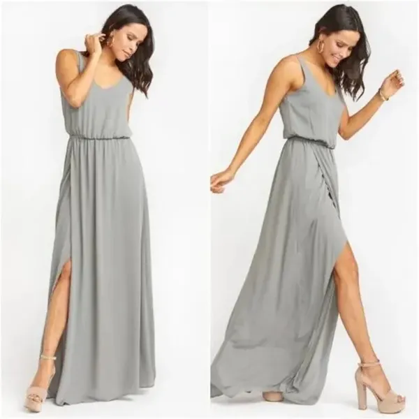 Show Me Your Mumu Dress Womens Bridesmaid Kendall V Neck Gray Side Slit XL NEW‎ - Image 2