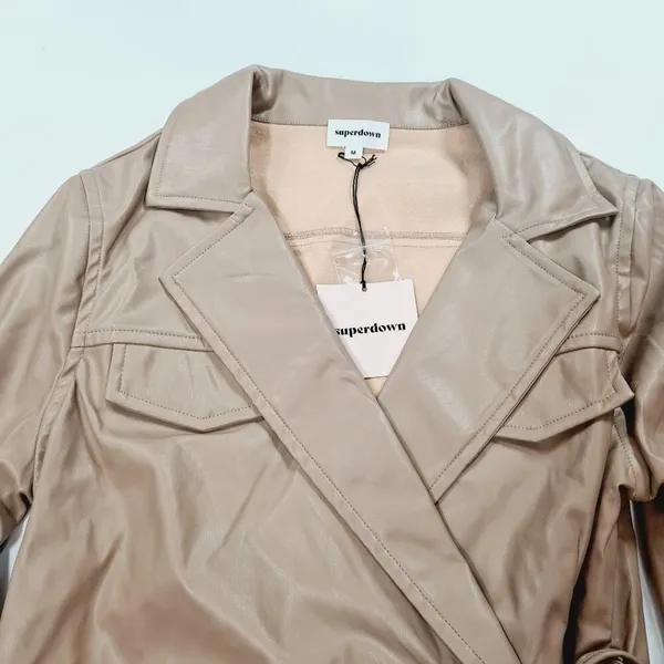 Superdown Chantel Leather Romper in Nude Medium - Image 4