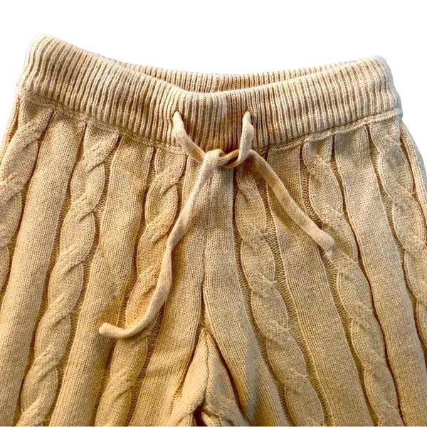 Cropped Ribbed Sweater Set Cardigan Flare Pant Sz M - Image 5