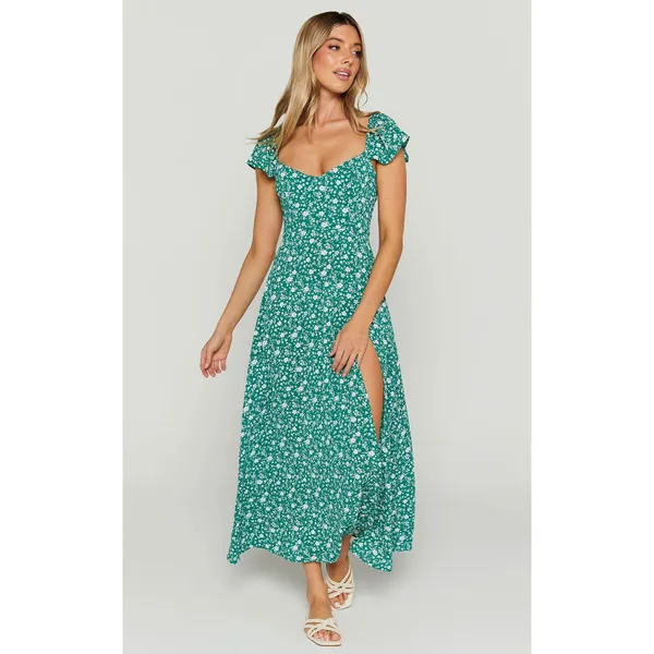 Showpo. Donissa Green Floral Midi Dress - Image 2
