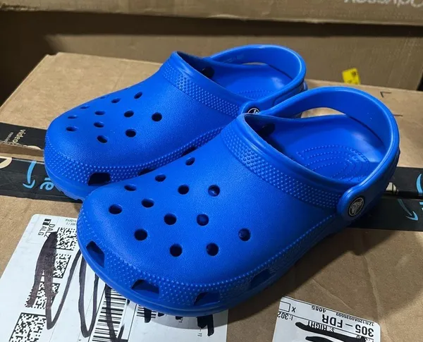 CROCS Bright Cobalt Blue Classic Rubber Slip On Clogs Size 7 Women's 5 Men's $50 - Image 2