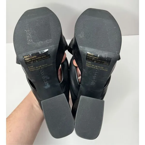 Open Edit Platform Sandals Size 8.5 Black‎ Square Open Toe Knotted Heels - Image 9