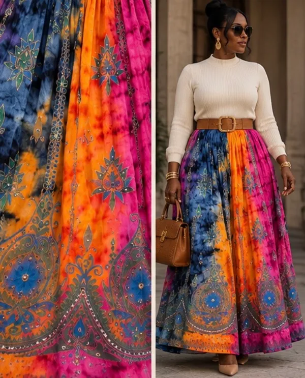 Made in India Embroidered Sequin & Beaded Skirt - Image 4