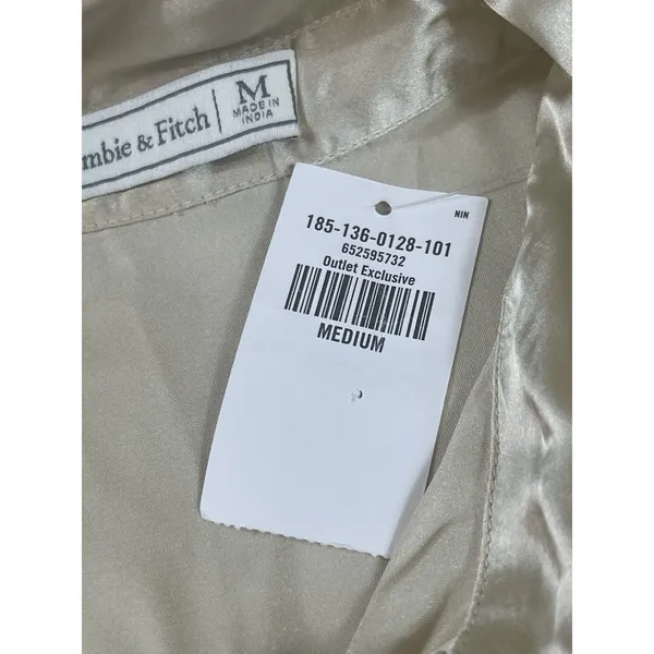 Abercrombie & Fitch Women’s Satin Button Up Top M Champagne Ivory Office NWT - Image 6