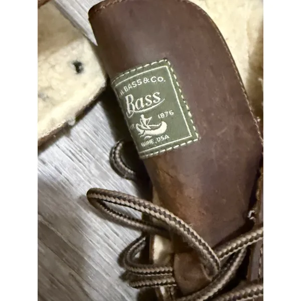 Bass Tan Leather High Workbook Faux Sherpa Lined Size 7 - Image 4