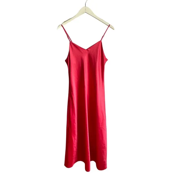Tahari Bright Pink Slip Dress size Medium Wedding Guest Cocktail Slinky Summer‎ - Image 3