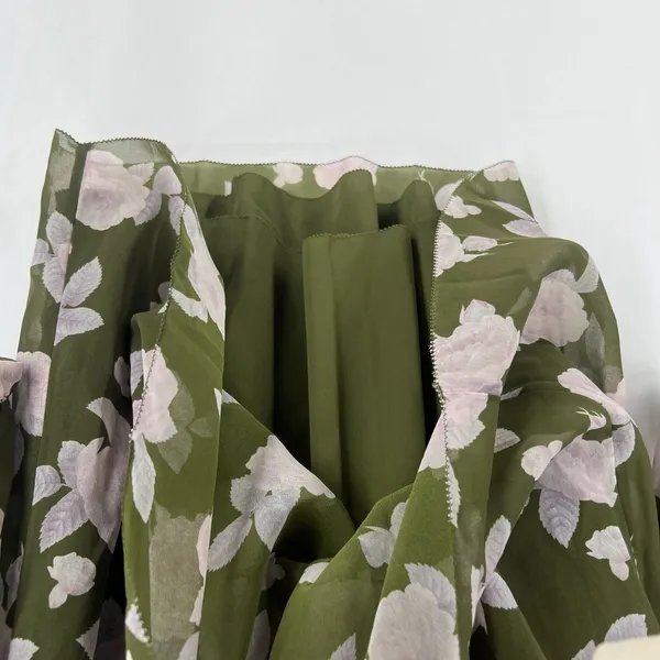 Aritzia‎ Wilfred Wistful Mini Dress Womens M Green Floral Smocked Surplice Neck - Image 7