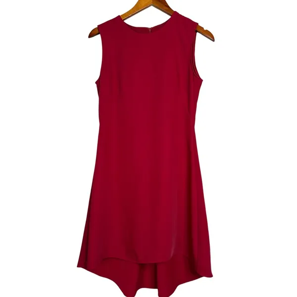 Nha Khanh Sleeveless Asymmetric High-Low A-Line Dress Cocktail Mini Dress 2 Red - Image 14