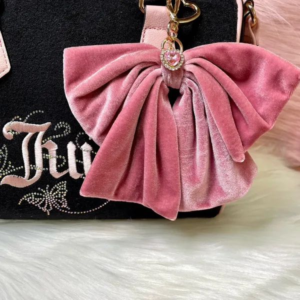 Juicy Couture New Coquette Dusty Rose Velour Bow for Bag/Purse/Tote - Image 2