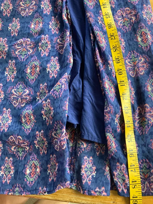 Hollister Blue Pink Long Slit Maxi Strapless Dress XS - Image 4