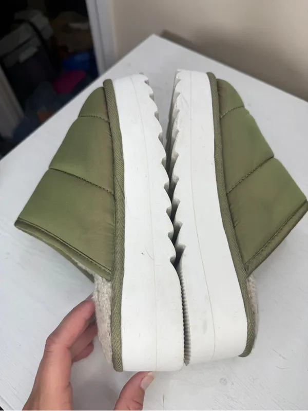 Maeve Anthropologie Puffy Platform Slippers 6/7 Sz S Green - Image 10