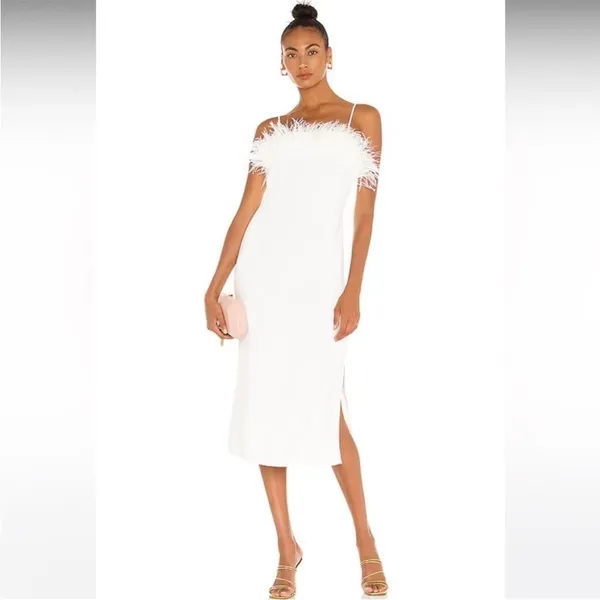 Elliatt | Harley‎ Dress In Ivory With Feathers Size XS - Image 6