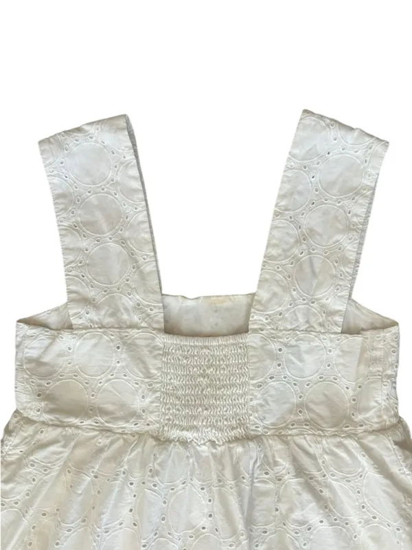 By Anthropologie Women’s Square Neck Eyelet White Lace Tiered Midi Dress Sz XXS - Image 7