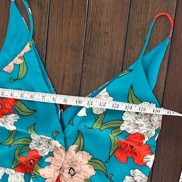 Lulus Teal Floral Wrap Midi Dress Size M - Image 8