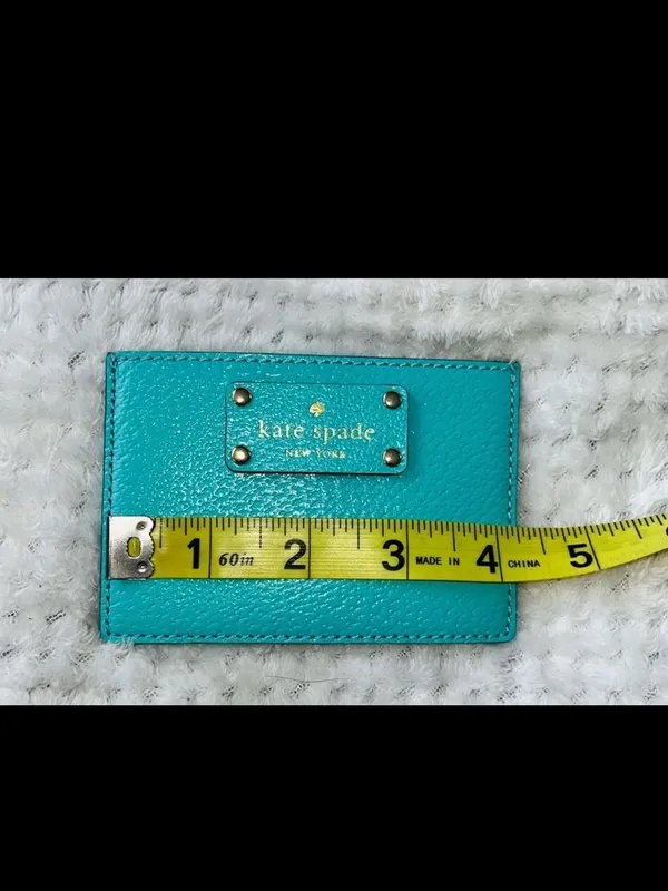 KATE SPADE Turquoise Robin's Egg Blue Pebbled Leather Card Case - Image 6