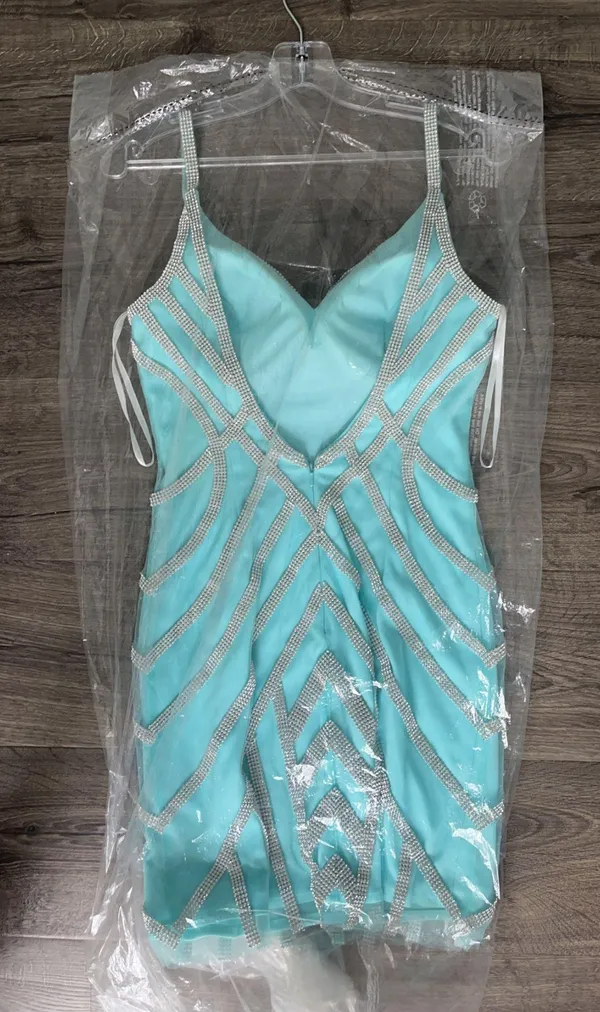 Designer Light Blue Prom / Homecoming Dress - Image 2