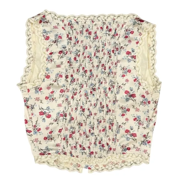 Bailey Rose Floral Corset Vest Top Lace Trim Coquette Crop Size XS - Image 3