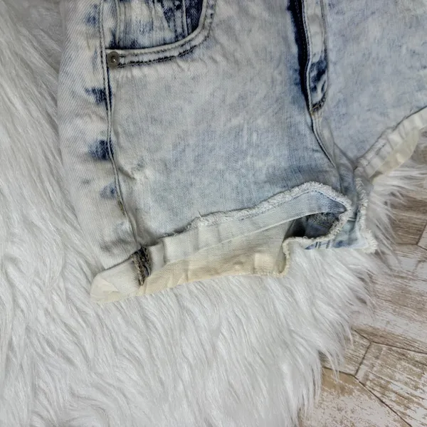 Garage Retro High Waist Acid Wash Denim Shorts Rolled Cuff‎ Distressed Size 1 - Image 8