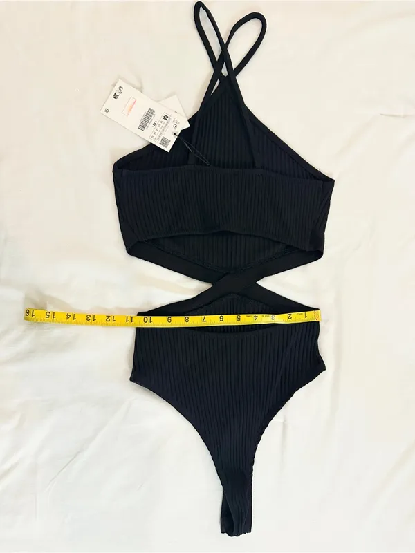 NWT Zara Cut Out Halter Bodysuit – Black – M - Image 14