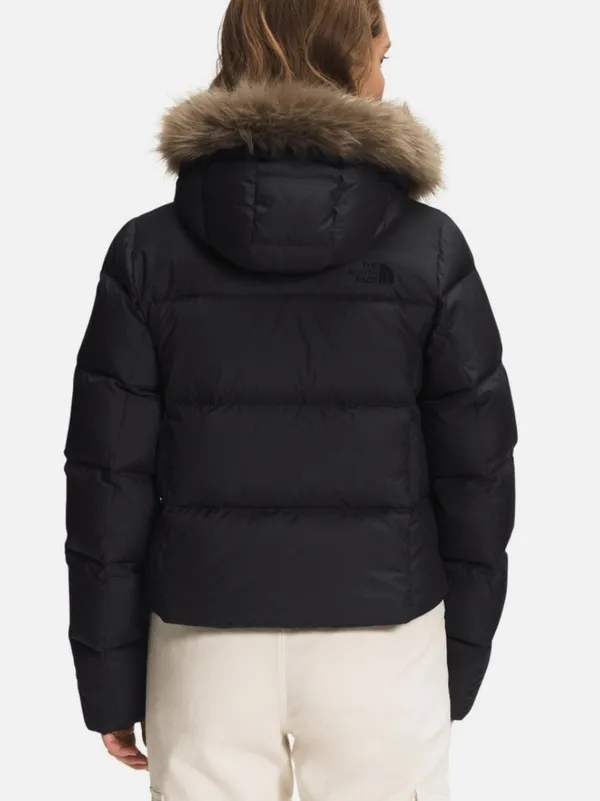 The North Face 550 Dealio Down Crop Black Fur Trim Coat Jacket Women’s XS - Image 2