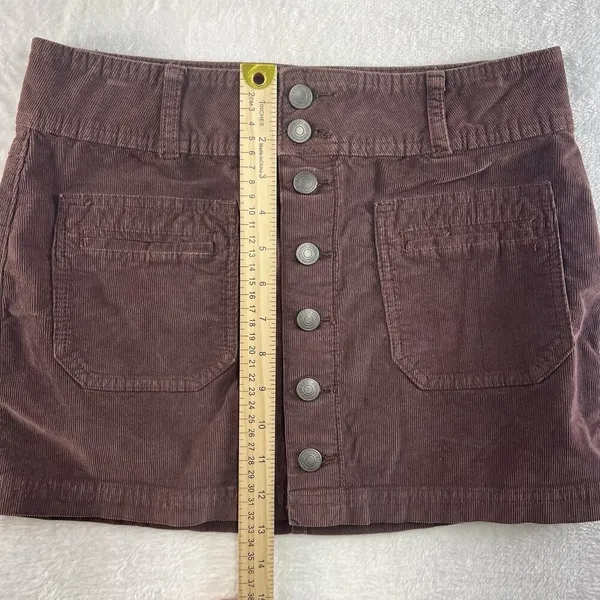 We The Free People‎ Sz 27 Joanie Cord Mini Skirt Brown Low Rise Coquette Boho - Image 13