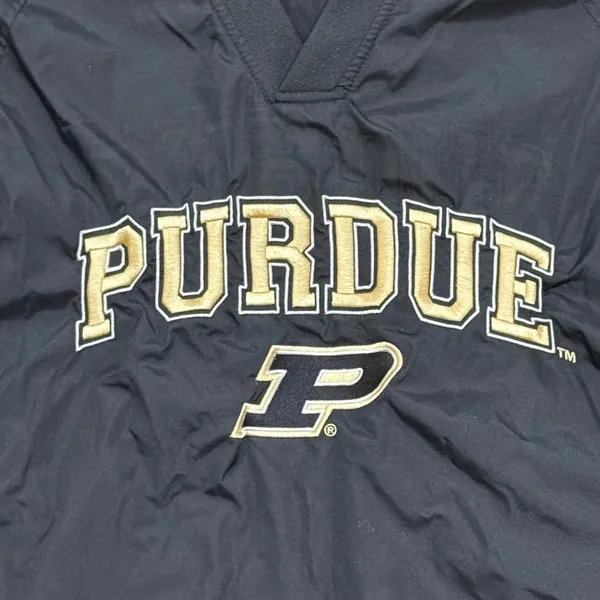 SportTek Purdue Boilermakers Pullover Windbreaker Jacket Women Small Black VNeck - Image 2